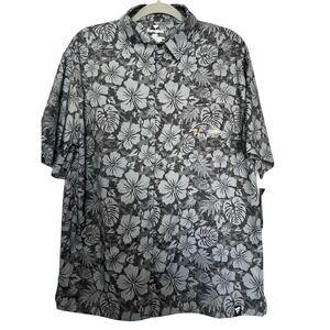 Fanatics Mens Size Large Baltimore Ravens Tropical Hawaiian Button Up Shirt NWT